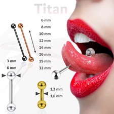 Zungenpiercing Zunge Industrial Barbell Ohr Nippel Piercing Titan +BLITZVERSAND+