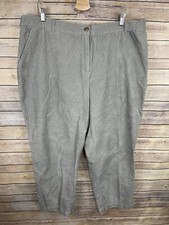 Lands End Plus 22W Fit 3 Standard Leg Curduroy Pants Gray Stretchy Flat Front