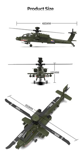 YXZNRC F11 AH-64D Apache RC Hubschrauber 1:32 2.4G 6CH 3D RC Flugzeug BNF/RTF - Bild 2 von 15