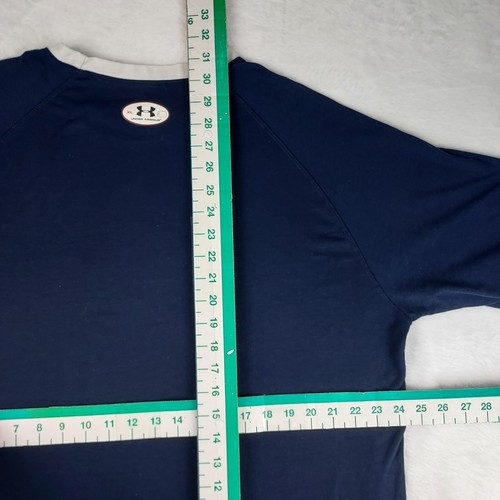 Under Armour T Shirt Mens XL HeatGear Navy Blue White Trim Short Sleeve - Picture 6 of 6