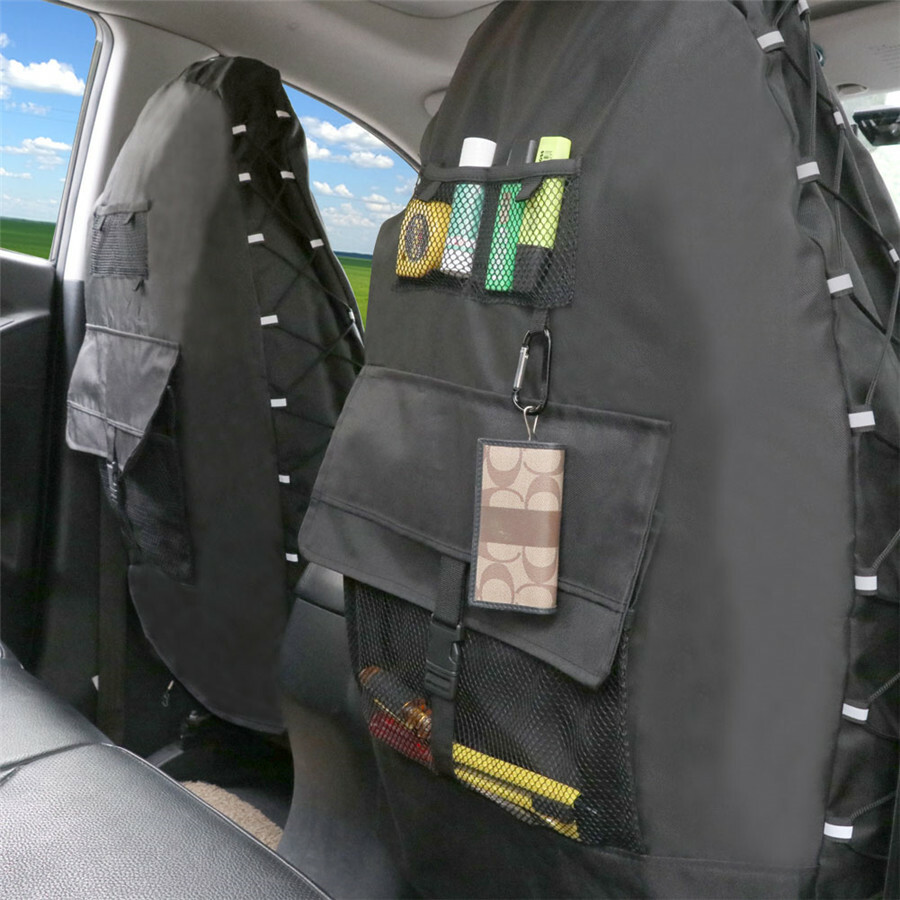 Car Seat Cover W/MultiPockets Storage Bag for High Back Bucket Seat Accessories eBay
