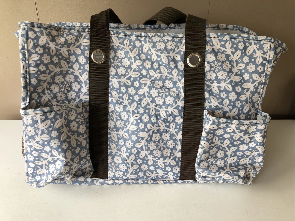 Thirty One 31 Organizing Utility Tote Garden Bloom Blue Floral Bag Mint  Cond