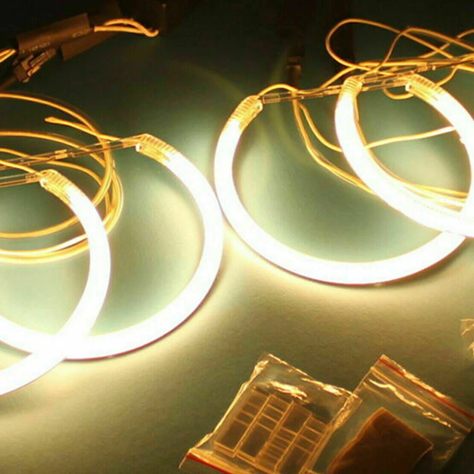 4PCS Angel Eyes CCFL Standlicht Ringe Scheinwerfer 131mm Set Gelb Für BMW E46 - Bild 2 von 4