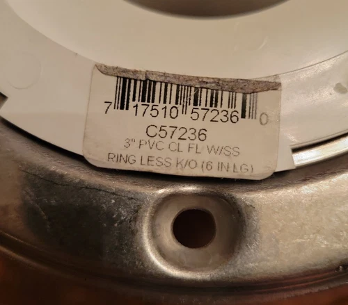3" PVC Closet Flange with Stainless Steel Ring less Knockout ,PartNo C57-236 - Picture 4 of 4
