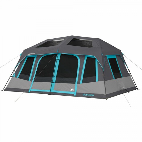 Large 10-Person Instant Cabin Tent Dark Rest Blackout Windows Outdoor Camping