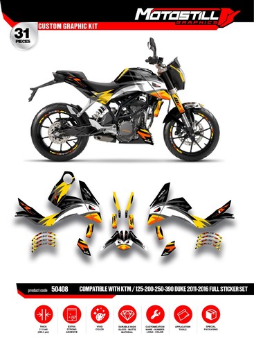 JUEGO DE PEGATINAS GRÁFICAS APTO PARA KTM DUKE 125-200-250-390/2011 - 2019 - KIT DE CALCOMANÍAS - Imagen 3 de 3