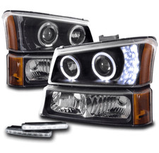 For 03-06 Chevy Silveradoavalanche Halo Led Black Projector Headlight Wdrl Kit