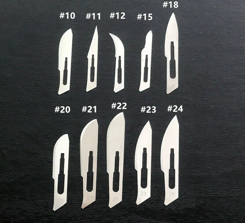 Scalpel best sale blade chart
