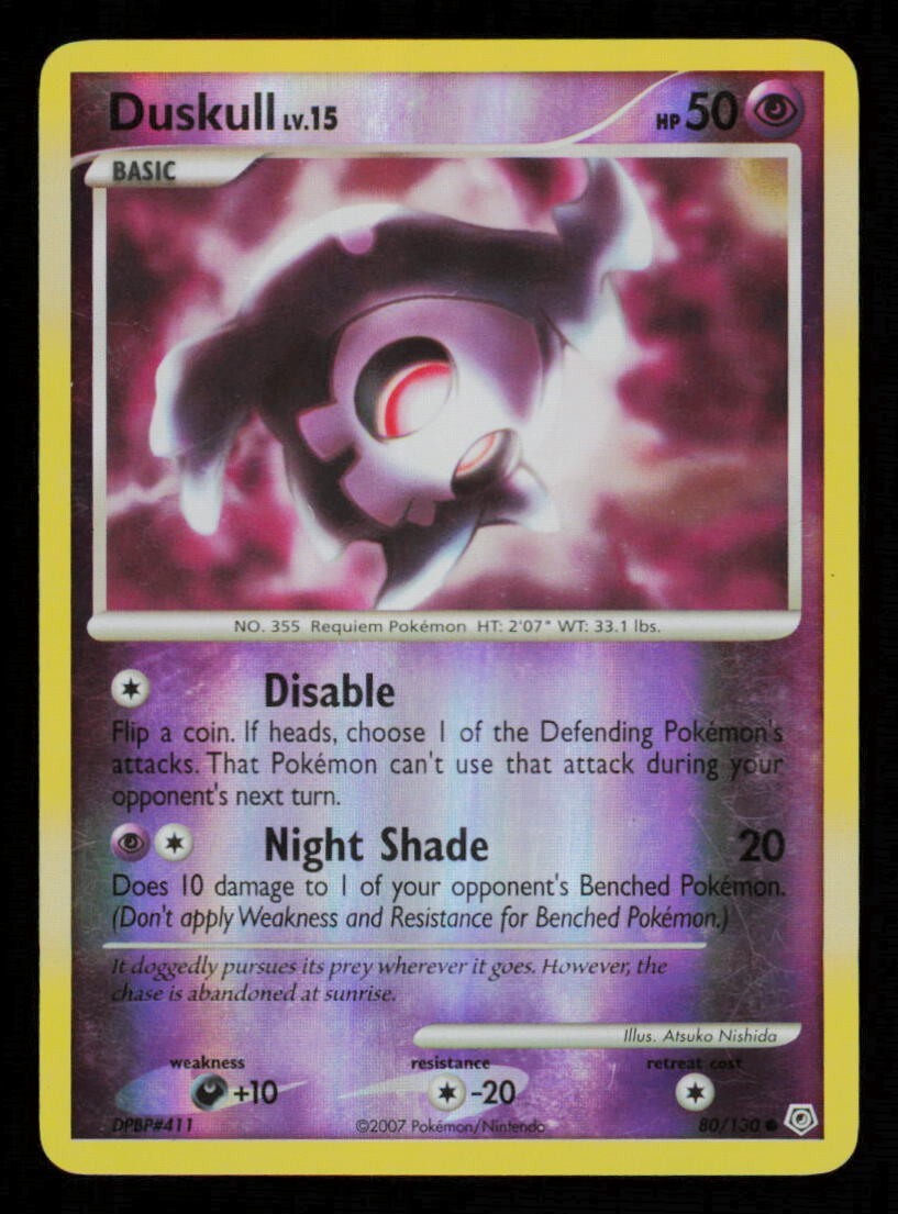 Pokemon Card Duskull LV.15 80/130 Diamond Pearl Reverse Holo Rare Foil LP 2007