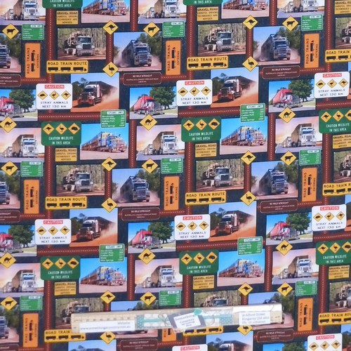 Quilting Patchwork Sewing Fabric Aussie Roadtrains Allover 50x55cm FQ - Picture 5 of 7