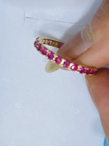 14k Solid Yellow Gold Cluster Solitaire Ring W/Natural Round Ruby1.40GM7.25Size - Picture 3 of 10