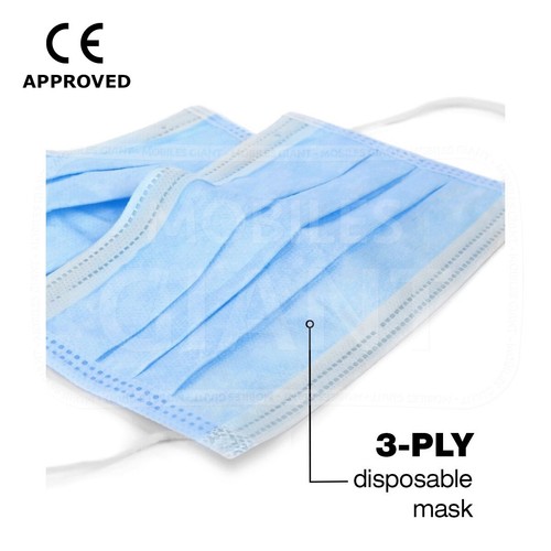 1 x 100 Pcs Disposable 3ply Face Mask Breathable Soft Ear Loop WATER REPELLENT - Picture 2 of 6