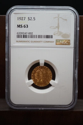 1927 $2.50 Indian Head Gold NGC 63