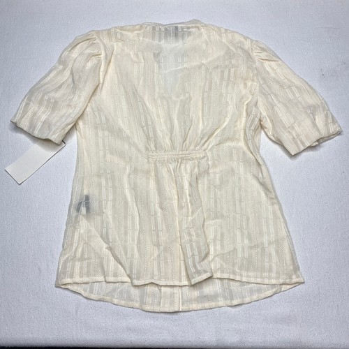 Kenneth Cole Reaction Womens Top sz 4 Ivory Short Sleeve Button Up Pleated New - Picture 18 of 24
