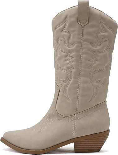 Soda RENO Women Western Cowboy Pointe Toe Low Heel Knee High Pull On Tabs Boots - Picture 42 of 69
