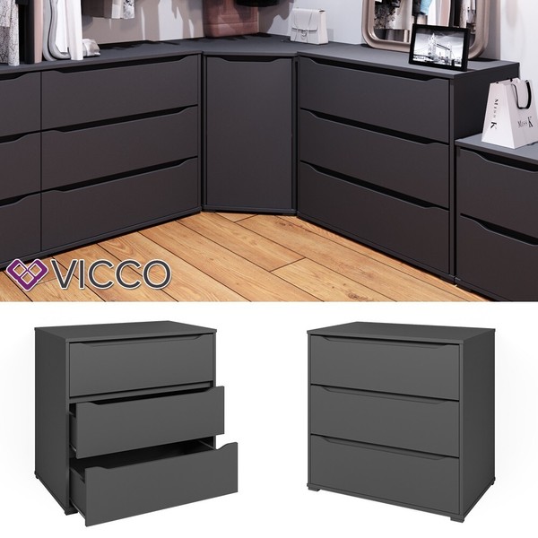 Kommode Sideboard Mehrzweckschrank Ruben Anthrazit Schublade 80 Cm Ablage Vicco-image