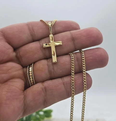 Kleine Gold Kreuz Halskette, Kreuz Halskette für Kinder oder Frauen, 2 mm Kette kein Verblassen - Bild 8 von 8