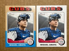 Miguel Amaya 2024 Topps Heritage Base & White Border Parallel Baseball Cards.