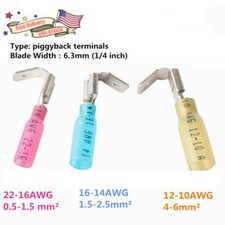 50/150PCS 3 Way 22-10AWG Wire Connectors Heat Shrink Piggyback Spade Terminals