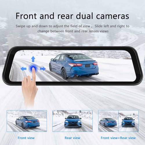 9.66" Touch Screen Dash Cam Car Wireless Apple CarPlay Android Radio DVR GPS - Picture 22 of 24