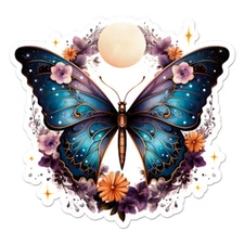 Butterfly Stars Moon, Vinyl Decal Sticker, Indoor Outdoor, 3 Sizes, #11204