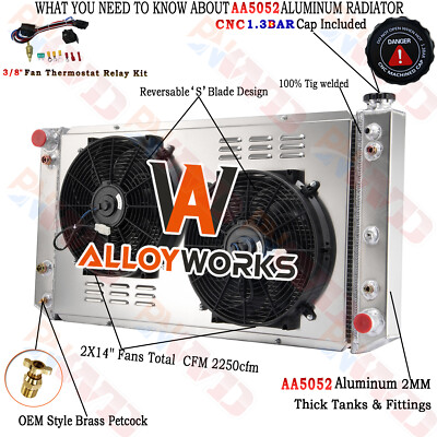 Aluminum 3 Row Radiator Shroud Fan For Chevy GMC C/K 2500 3500 6.5L 1992 1993