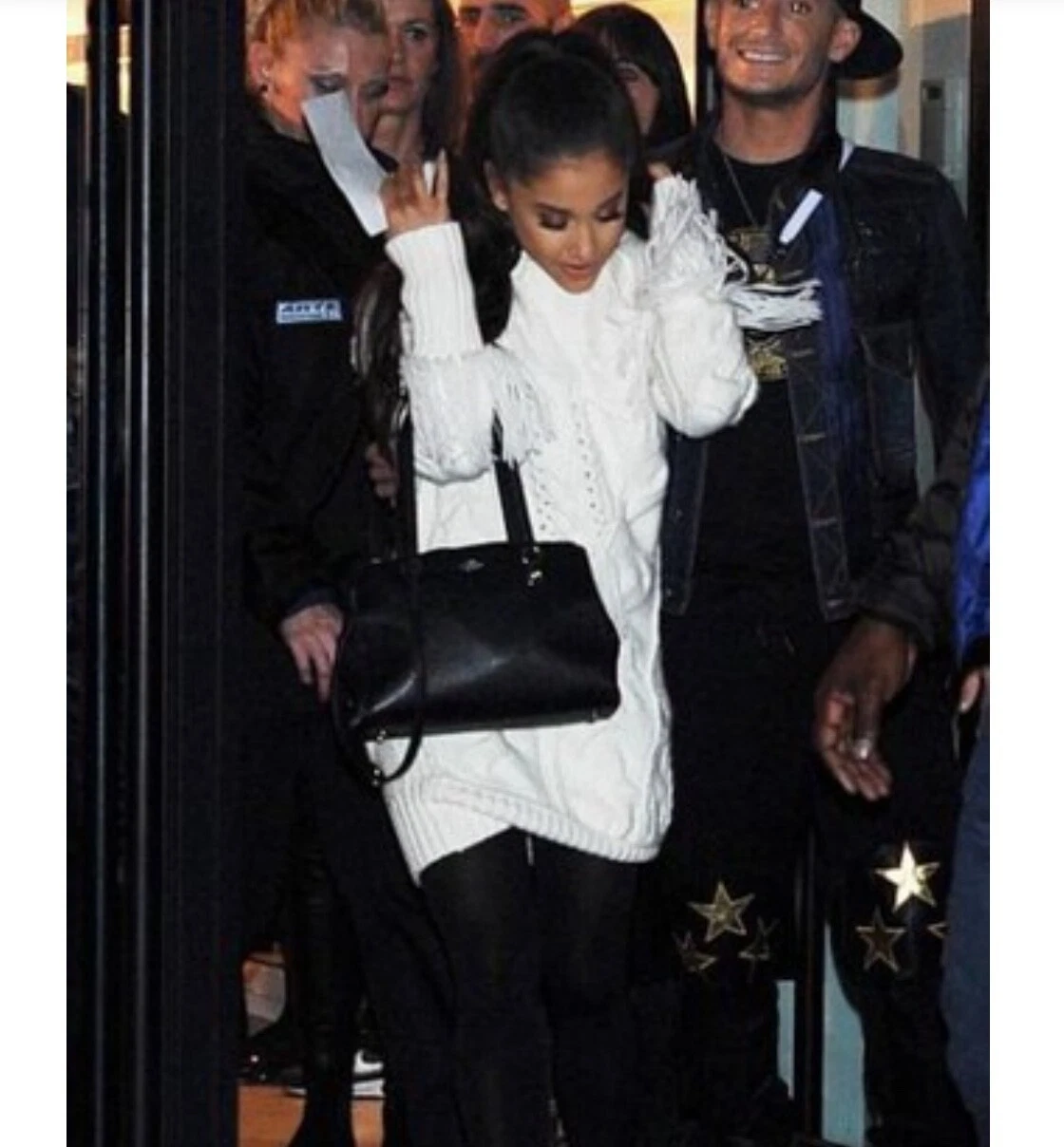 Coach Patchwork Aran Maglione Lana Manica Lunga Mini Abito Avorio Donna XS