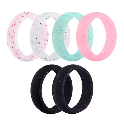 Damen Glitzer Silikon Ehering Gummiband modern robust bequem 4-10 - Bild 2 von 13