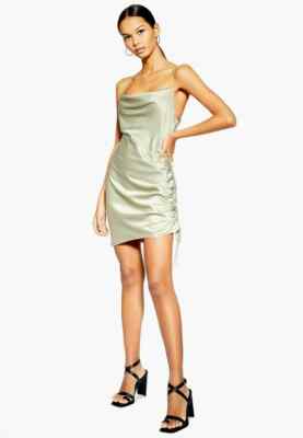 topshop ruched satin mini slip dress Topshop + Ruched Mini Slip Dress