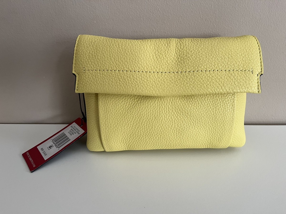 NWT VINCE CAMUTO VV Koen Leather Small Crossbody Handbag yellow