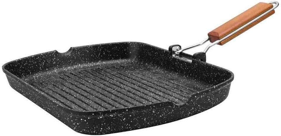 Padella Griglia Kamberg 34x24 Cm - Antiaderente Pietra, Manico Pieghevole, Per Tutti I Fuochi - Foto 5