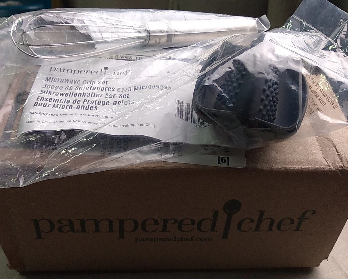 Pampered Chef Stainless Steel Mini Whisk 2477 & Microwave Stove Grip Set 100201