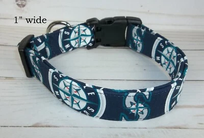 Seattle Mariners MLB Terri's Dog Collar handmade adjustable gameday fabric