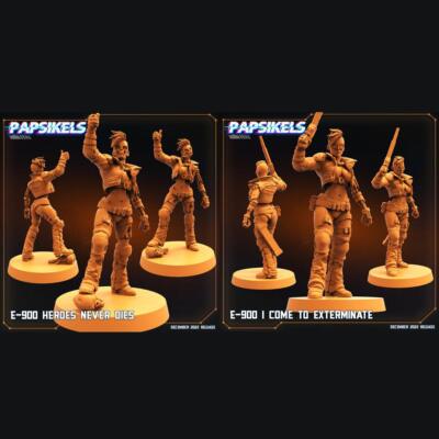 3D Printed Papsikels Cyberpunk Sci-Fi E-900 Set - 28mm 32mm