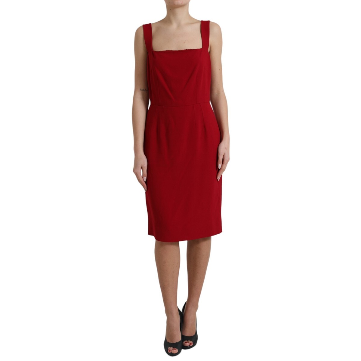 DOLCE & GABBANA Dress Viscose Red Sleeveless Sheath IT46