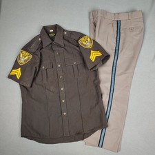 Vintage Cameron Texas Police Uniform Large Shirt Pants 31x28 Brown 70s 80s GC
