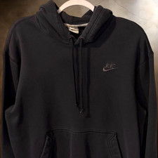 Vintage Nike Sportswear Hoodie Sweatshirt Black Mens M Swoosh Logo Y2K Pullover