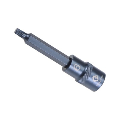 Triple Square Spline Bit Socket M6 Bit 1/2'' Drive 4'' L Star S2 Alloy Steel Blue