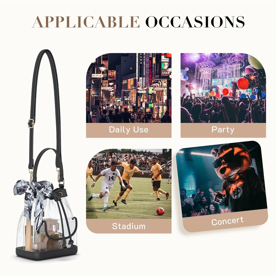 Bolso Transparente para Estadio Aprobado, Bandolera Transparente Bolso Cubo Cartera PVC Transparente Foto 2 de 4