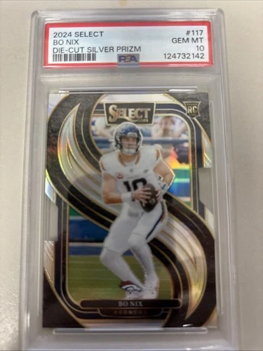 2024 Panini Select - Premier Level Bo Nix #117 Silver Prizm Die-Cut (RC)