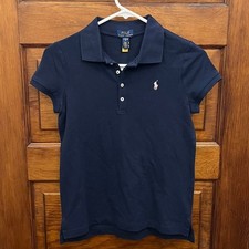 Polo Ralph Lauren Girl's Short-Sleeve Logo Polo Navy Blue sz L 12-14 NWT's