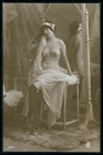 Provocative French nus woman at Mirror original old 1910-1920s photo postcard