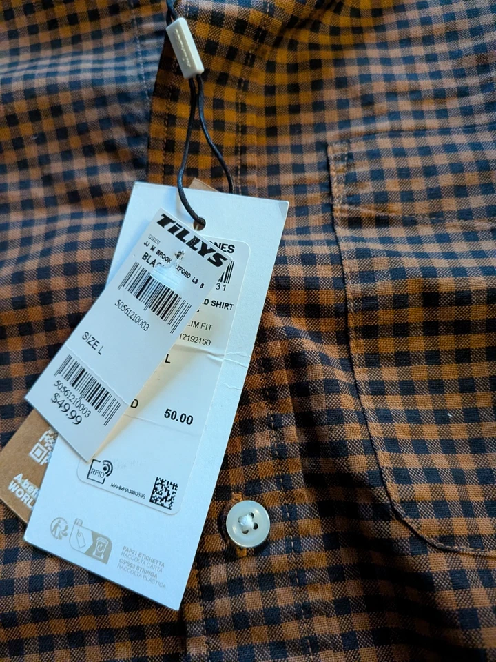 Jack & Jones Brook Oxford Long Sleeve Shirt Black Onyx Size Large NWT - Image 4 of 4