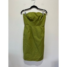 J. crew chartreuse green dress size 6 strapless lined built in bra knee length