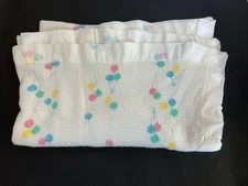 Baby Morgan Balloon Cozy Blanket Orlon Satin Trim Thermal 36”x48” USA Vintage