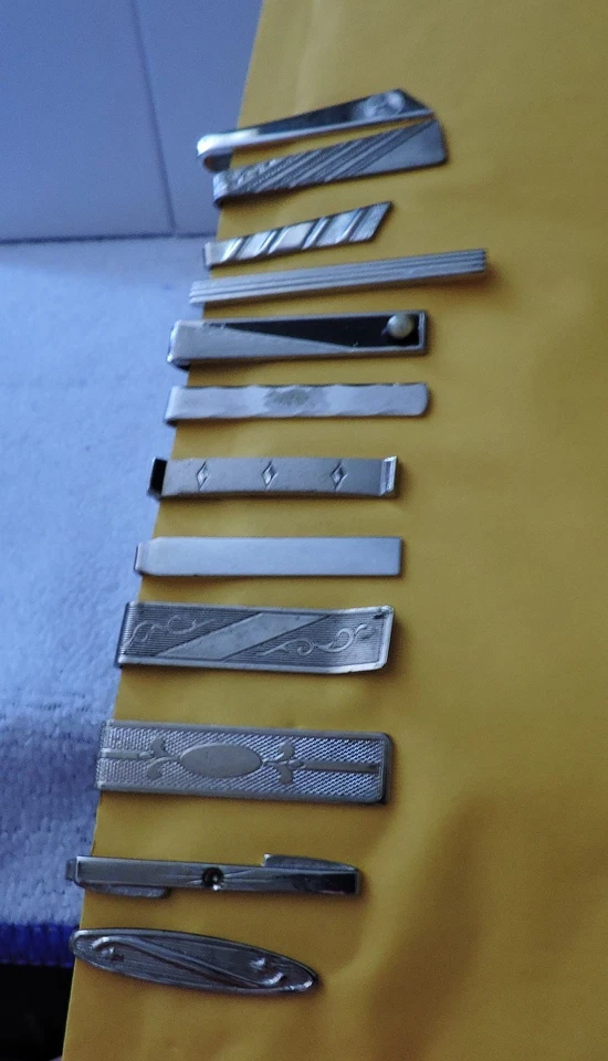 Assorted Vintage Silver Toned Tie Clips 12 pcs/ 1 pc Sterling - Image 2 of 4