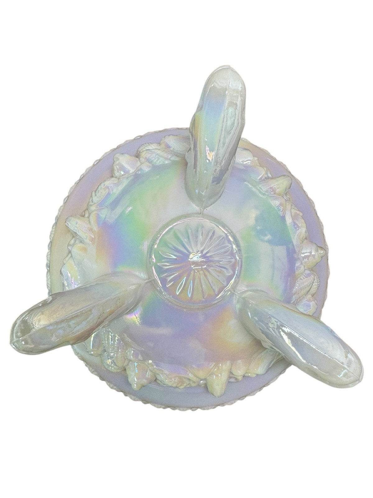 Westmoreland Argonaut Nautilus Shell Opalescent Pearl Color Candy Dish Read