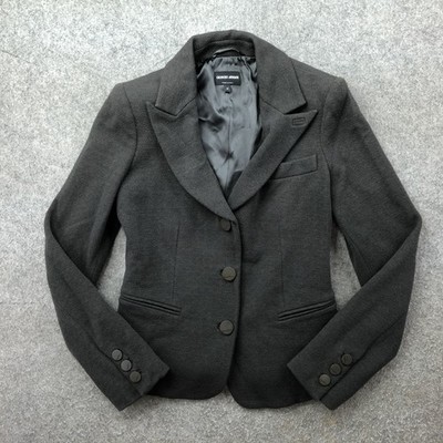 Giorgio Armani Blazer Jacket Womens 40 Charcoal Gray Tailored Wool Italy