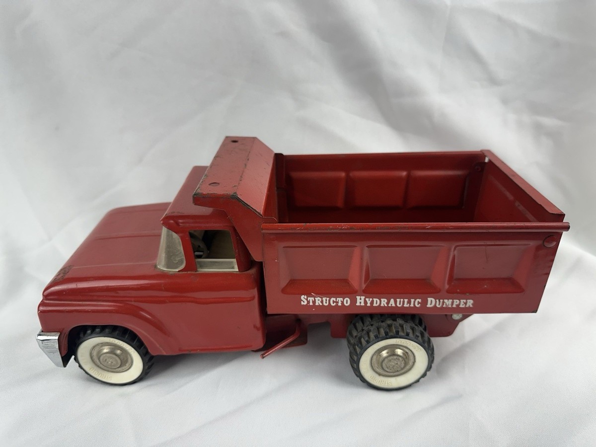 Vintage Structo Hydraulic Dumper Red Dump Truck Pressed Steel