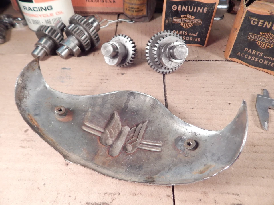 Harley Springer 1948 original latón guardabarros punta Panhead Flathead Servicar G WL Foto 3 de 4